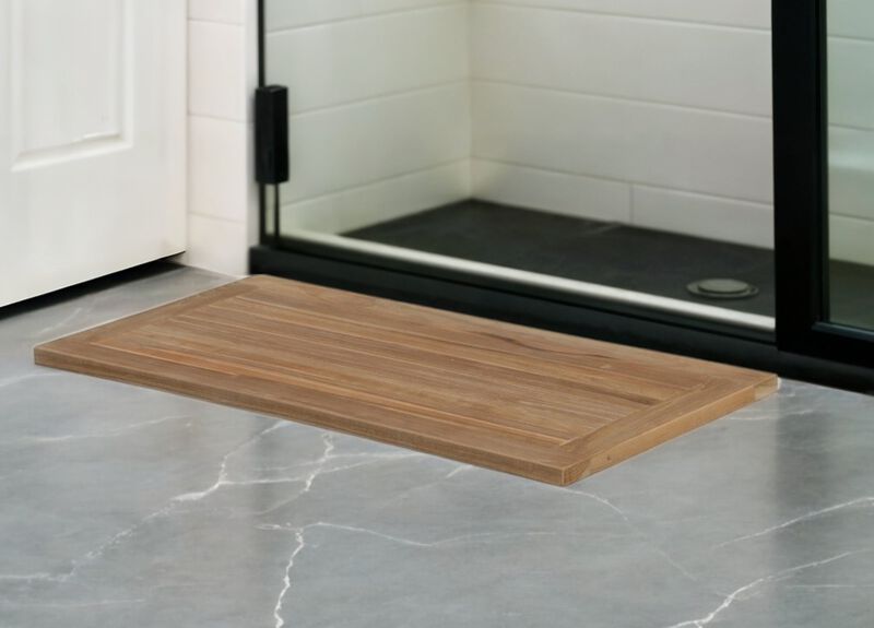 HomeRoots Natural Teak 39" Shower Mat image number 1