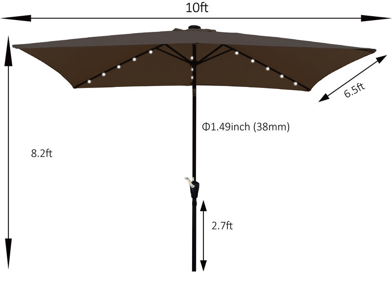 Streamdale Solar Lighted Patio Umbrella with Crank (10' x 6.5')