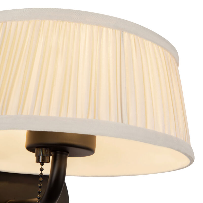 Scout 7-in Damp-Rated Wall/Vanity Light with Patterned Pleated Linen Shade image number 5