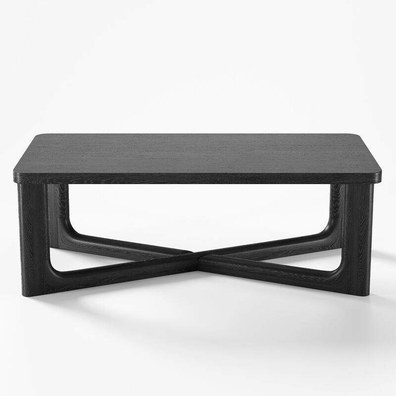 50 in Natural Color Large Rectangle Solid Wood Oak Coffee Table