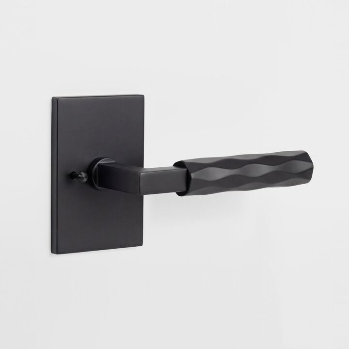 Hailey Modern Bed/Bath Interior Door Handle with Rectangular Rosette and Concealed Screws (Privacy)
