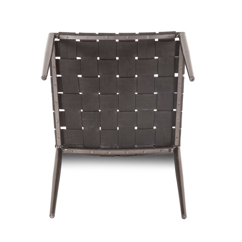 World Interiors Lund Dining Chair in Black Buffalo Leather and Iron