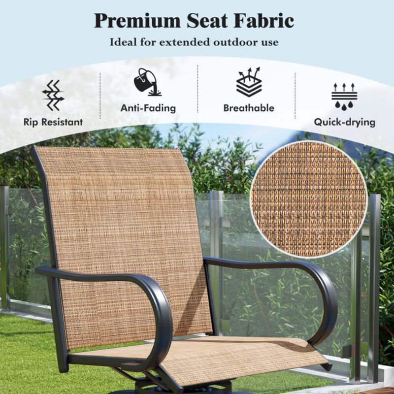 Hivvago 2 Pieces 360 Rotating Bar Stool Set with Armrests for Patio