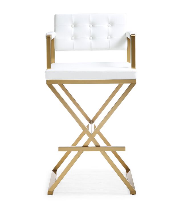 Casafoyer Director White Gold Steel Barstool