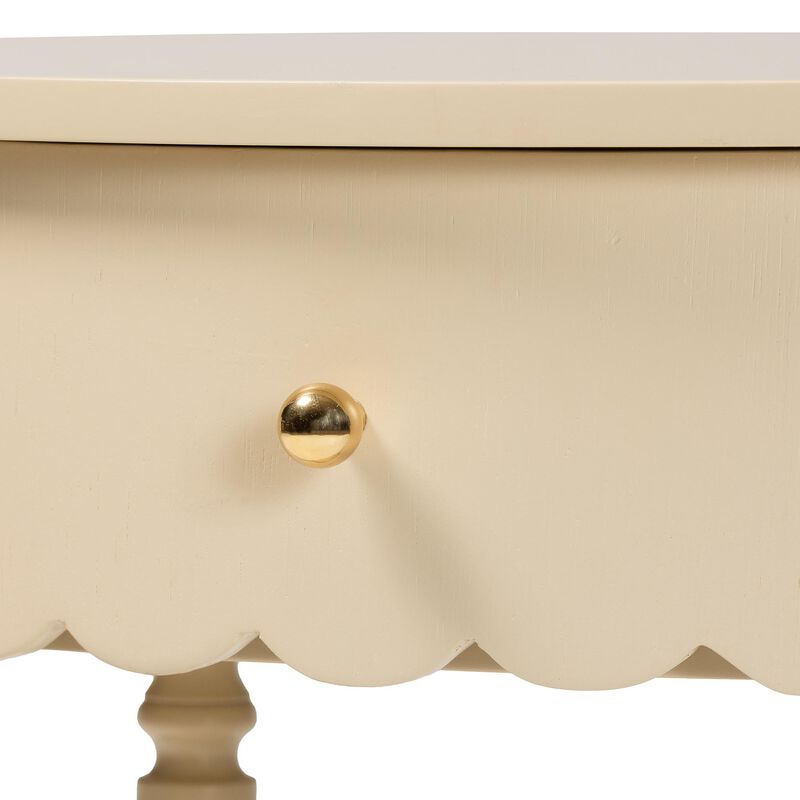 bali & pari Liba End Table - 1-Drawer Accent Table with Scalloped Detailing and Open Shelf Storage for Hallway, Entryway, and Living Room image number 5