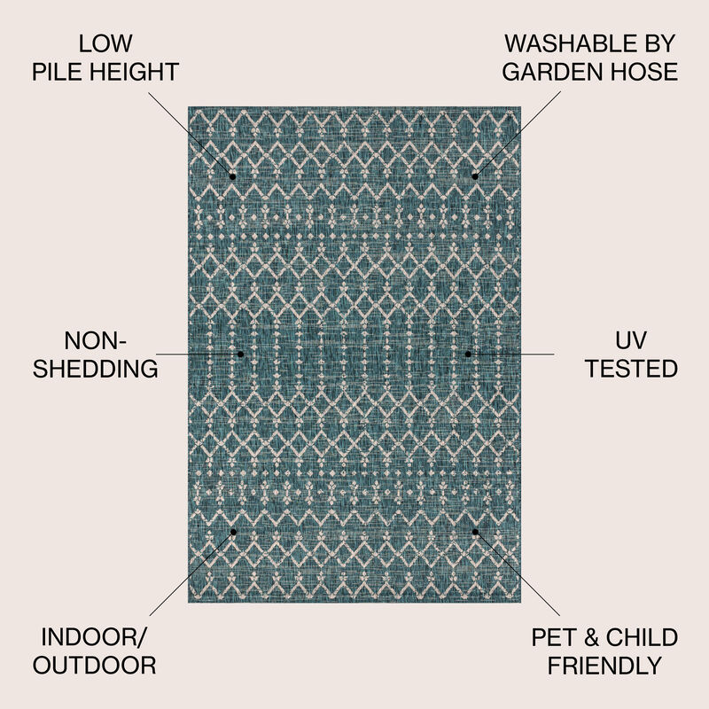 Ourika Moroccan Geometric Textured Weave Indoor/Outdoor Area Rug