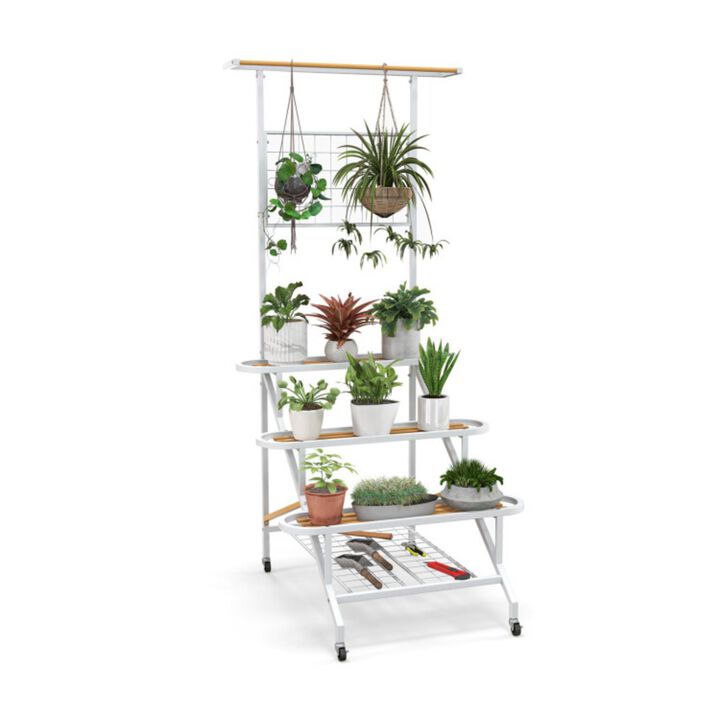 Hivvago 4-Tier Hanging Plant Stand with Hanging Bar