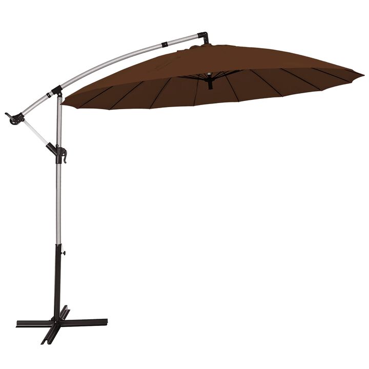 Mondawe 10 Feet Patio Offset Umbrella Market Hanging Umbrella for Backyard Poolside Lawn Garden