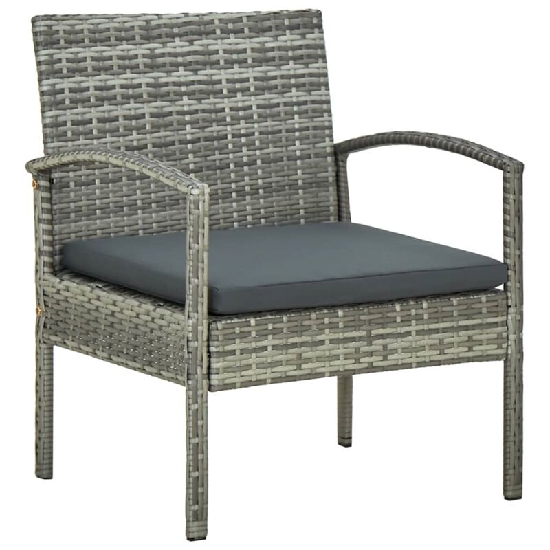 vidaXL Garden Chair with Cushion Poly Rattan Gray