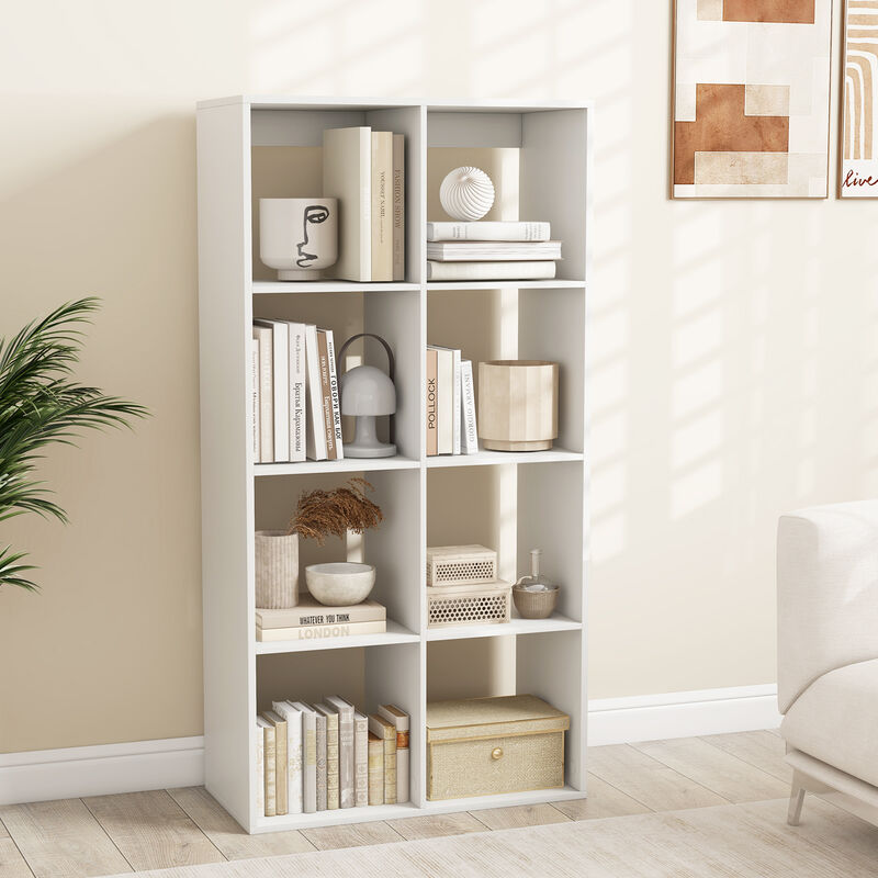 8 Cube Bookshelf with Back Guardrail for Living Room Bedroom