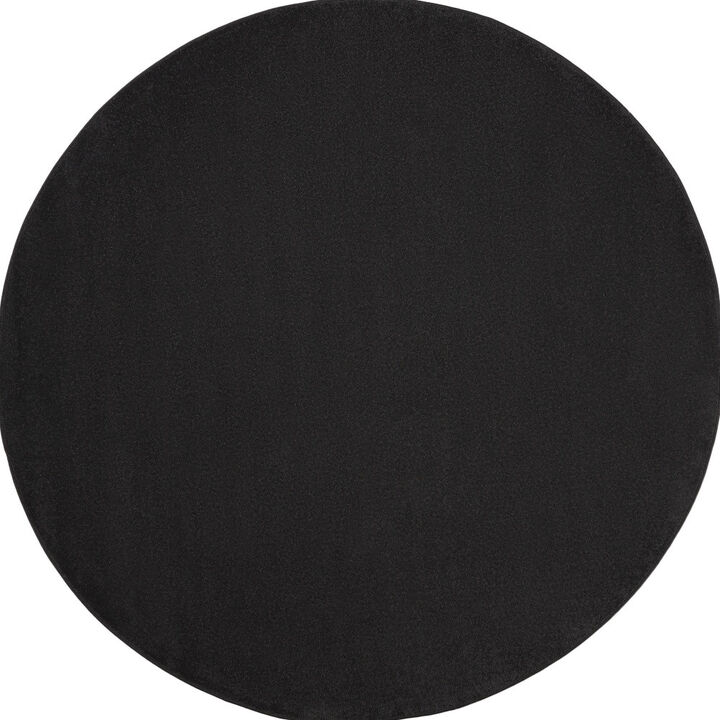 HomeRoots 10' Black And Ivory Round Indoor Outdoor Area Rug