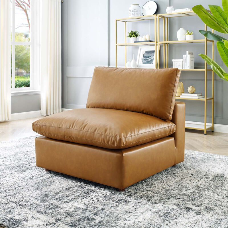 Commix Down Filled Overstuffed Vegan Leather Armless Chair image number 1