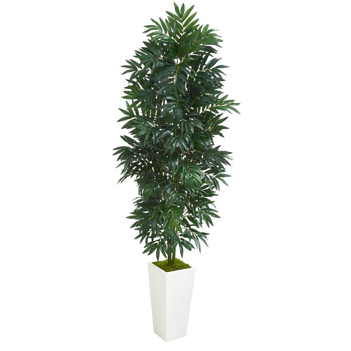 HomPlanti 5' Bamboo Palm Artificial Plant in White Planter