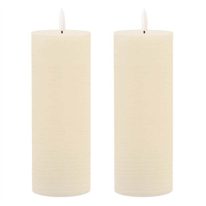 HomeRoots Set of Two Unscented Candle Flameless Pillar Candles