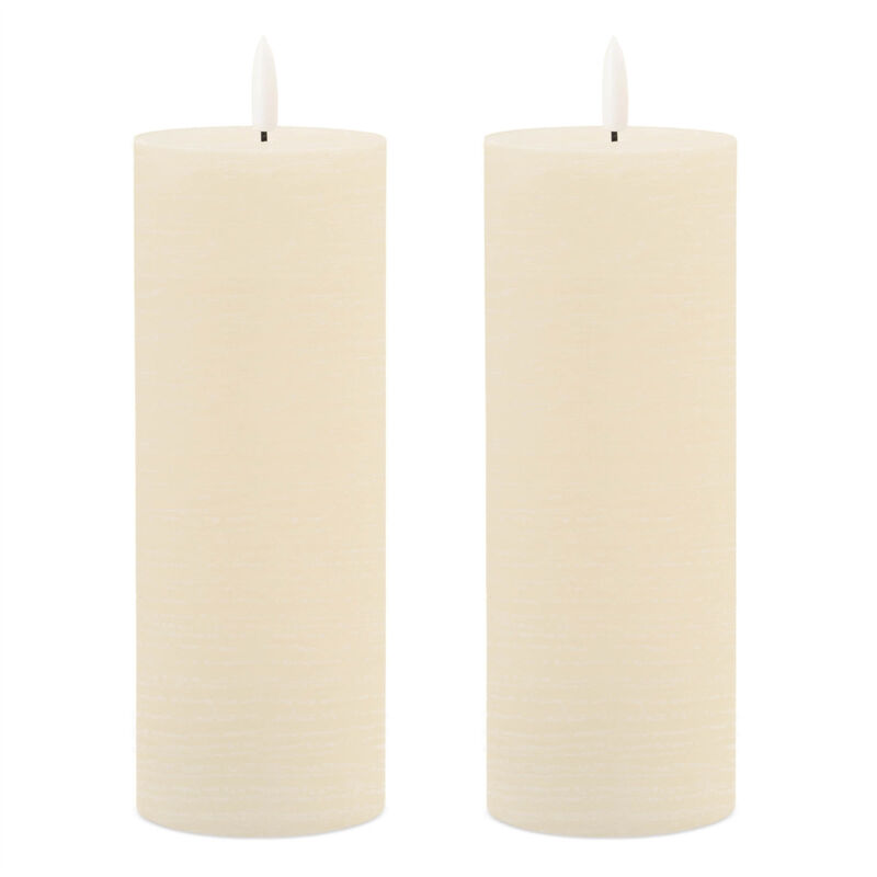 HomeRoots Set of Two Unscented Candle Flameless Pillar Candles image number 0