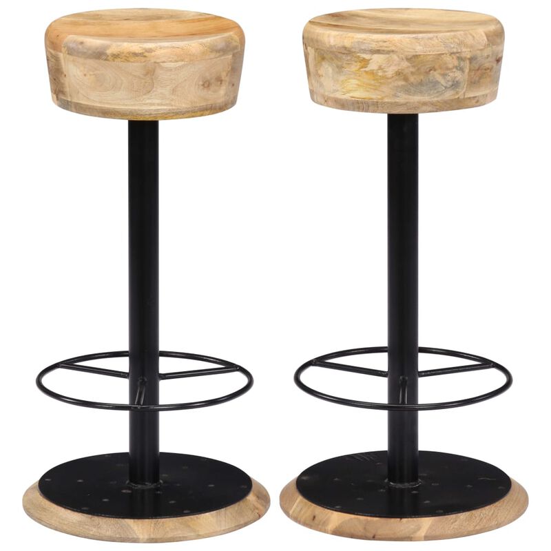 vidaXL Bar Stools 2 pcs Solid Mango Wood