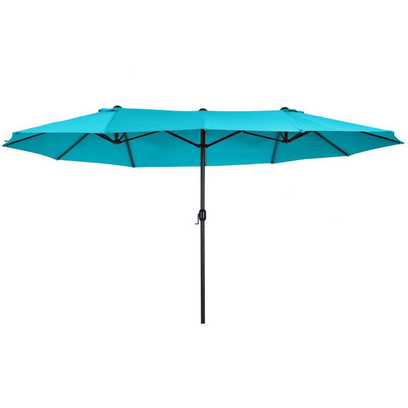 Patio Umbrella 15ft Double-Sided Outdoor Market Extra Large Umbrella with Crank Handle for Deck, Lawn, Backyard and Pool, Blue image number 1