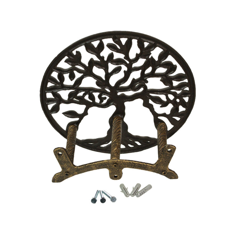 Cast Iron Tree of Life Garden Hose Hanger - 12" - Green/Bronze Finish image number 4