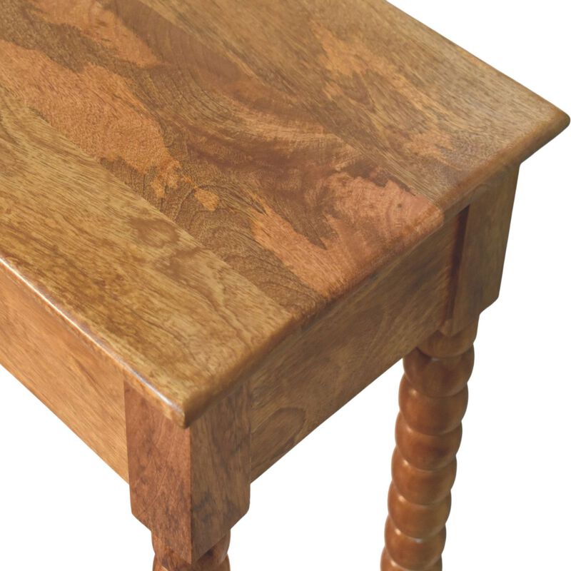 Artisan Furniture Solid Wood Amber Oak Spindle Console Table, 1 Drawer, Brown image number 3