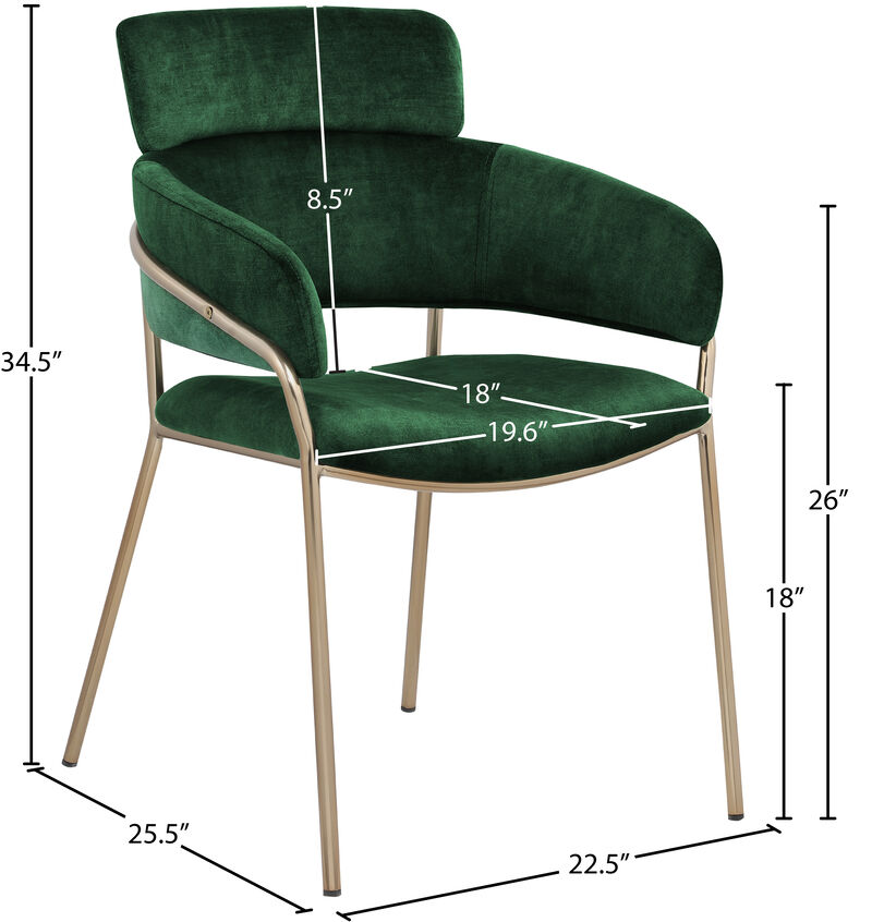 Meridian Furniture Yara Green Velvet Dining Chair, Set of 2