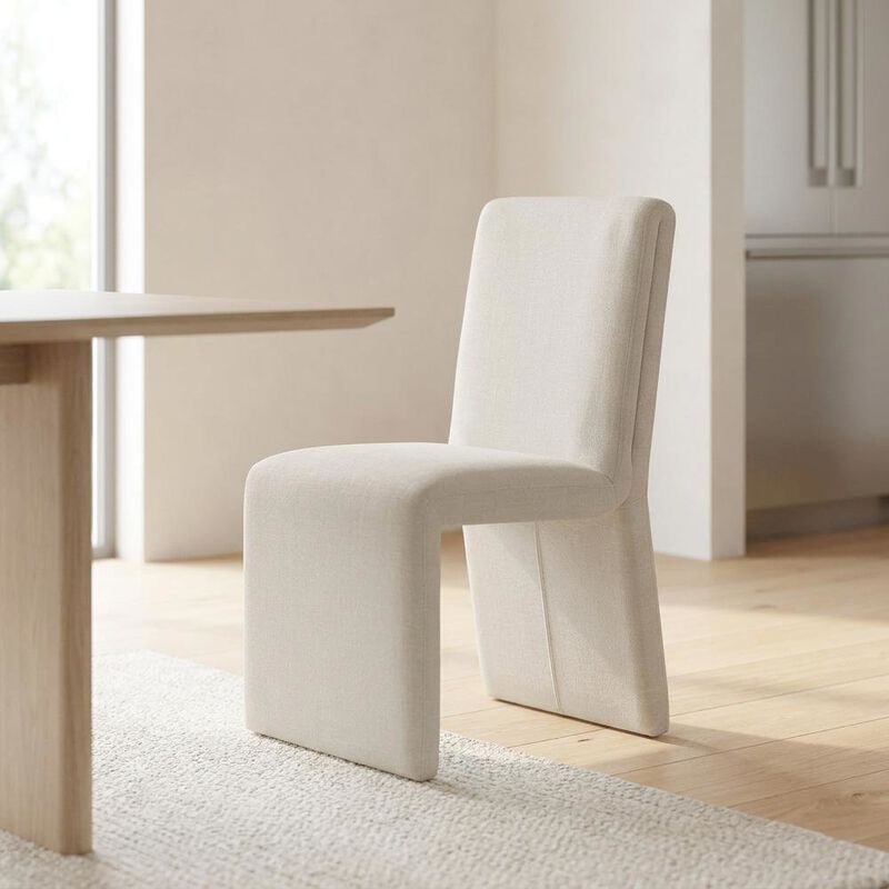 Wooden Upholstered Dining Side Chair with Cushioned Seat, Slate Blue image number 4