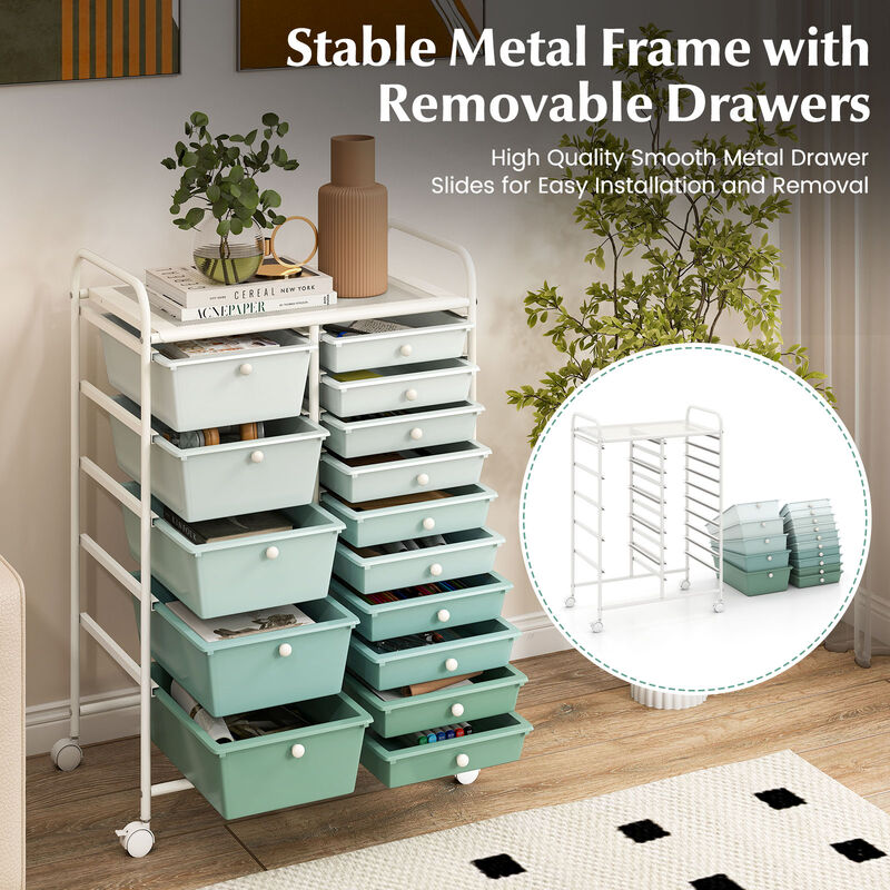 15-Drawer Mobile Utility Cart with Multi-Purpose Storage image number 6