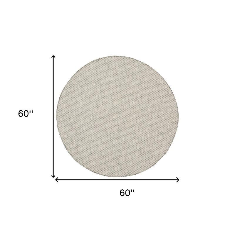 HomeRoots 5' Ivory And Silver Round Geometric Indoor Outdoor Area Rug image number 4