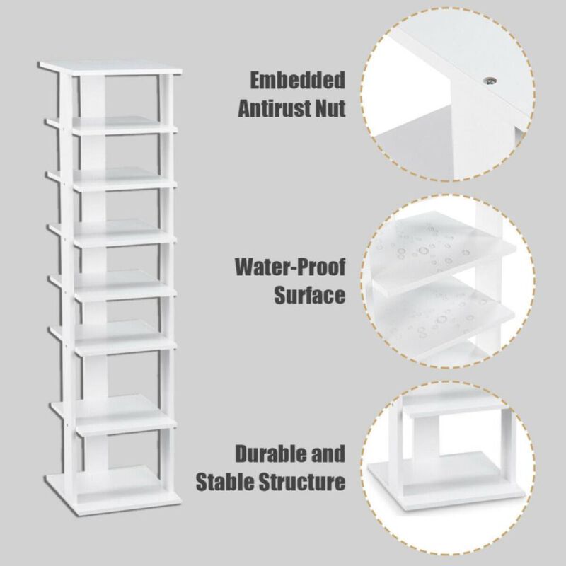 Hivvago 7-Tiers Vertical Wooden Space Saving Shoe Rack for Front Door