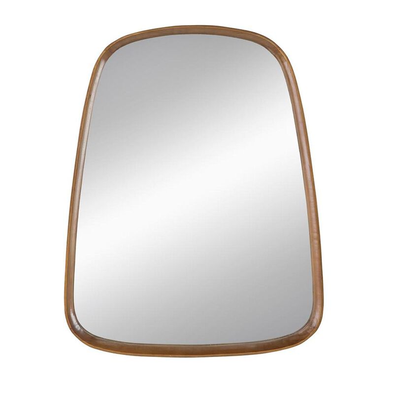 HomeRoots 37" Brown Solid Wood Novelty Framed Accent Mirror image number 0