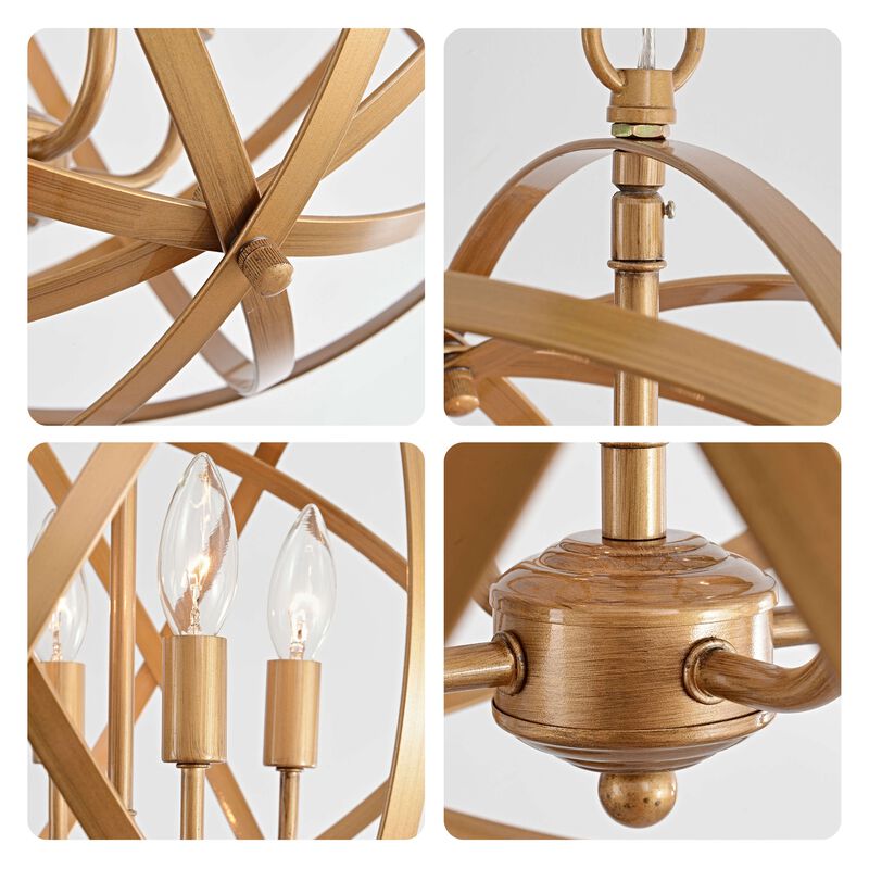 Camilla Brushed Brass Metal Large Orb 4-light Chandelier image number 4