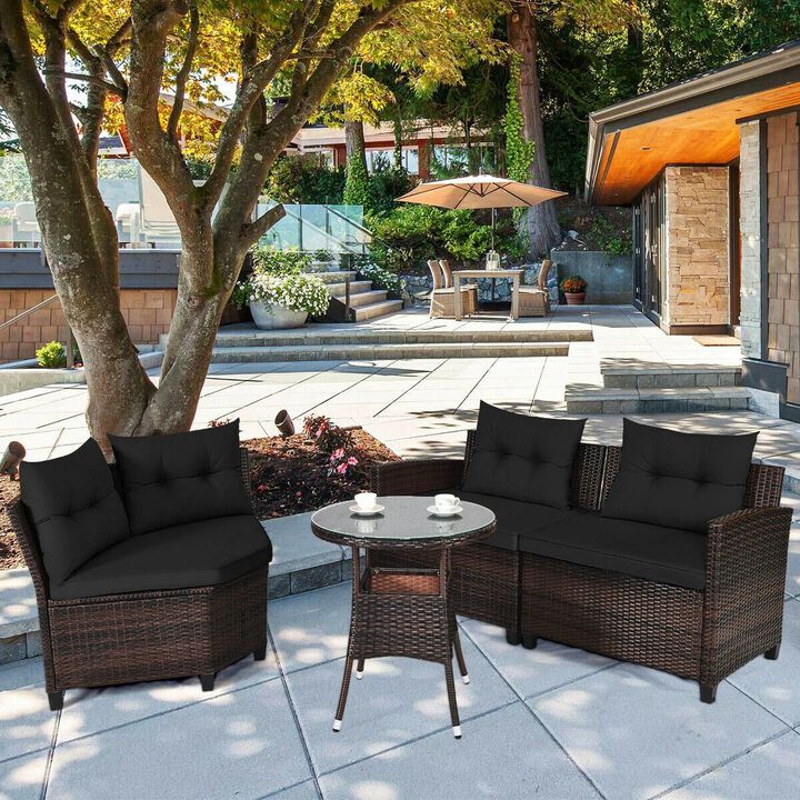 Mondawe 4 Pieces Outdoor Cushioned Rattan Furniture Set