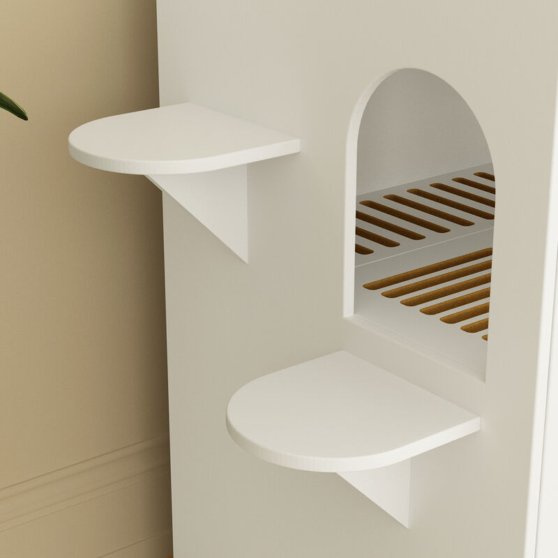 Extra Large Cat Litter Box Furniture Hidden, Cat Condo Pet House with Stairs, Cat Litter House for Living Room, White image number 6
