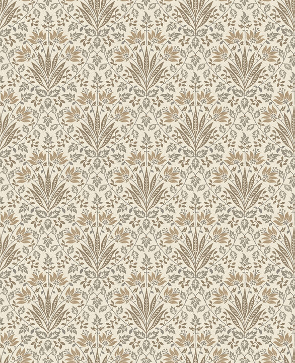 Woodbury Brown Floral Damask Wallpaper