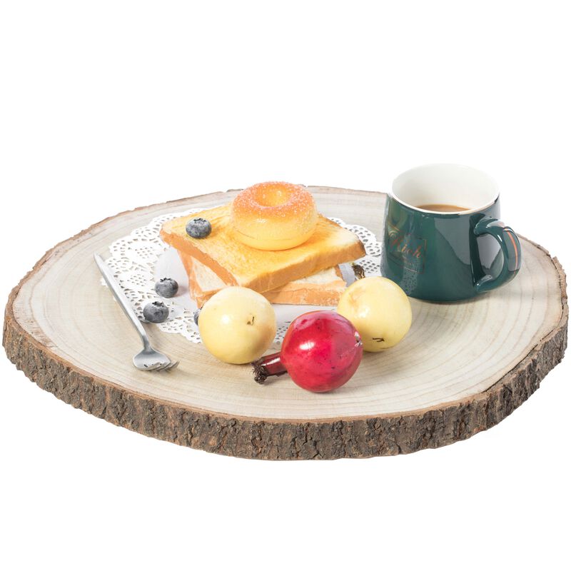Barky Natural Wood Slabs Rustic Ornament Slice Tray Table Charger - Approximately 16 Inch Dia