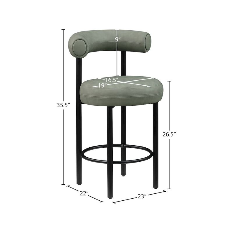 Meridian Furniture Bordeaux Vegan Leather Counter Stool, Set of 2