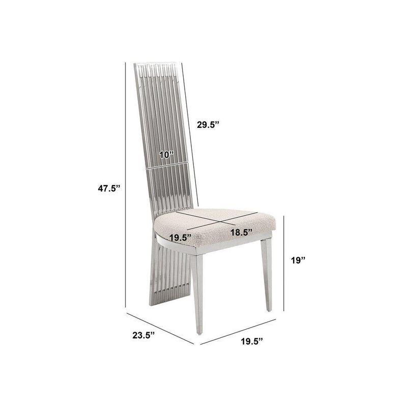 Set Of 2 Slat Back Side Chairs In Silver Stainless Steel