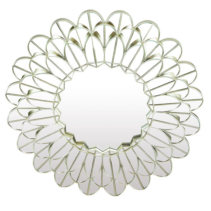 31" Champagne Gold Sunflower Round Wall Mirror