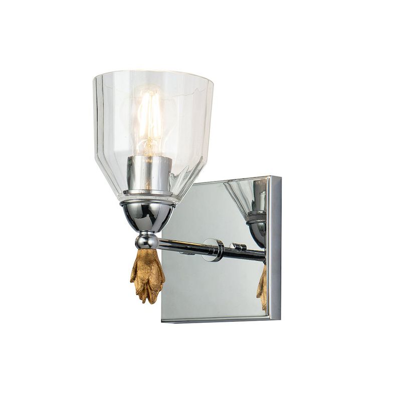 Lucas McKearn Felice 1 Light Wall Sconce In Polished Chrome With Gold Accents