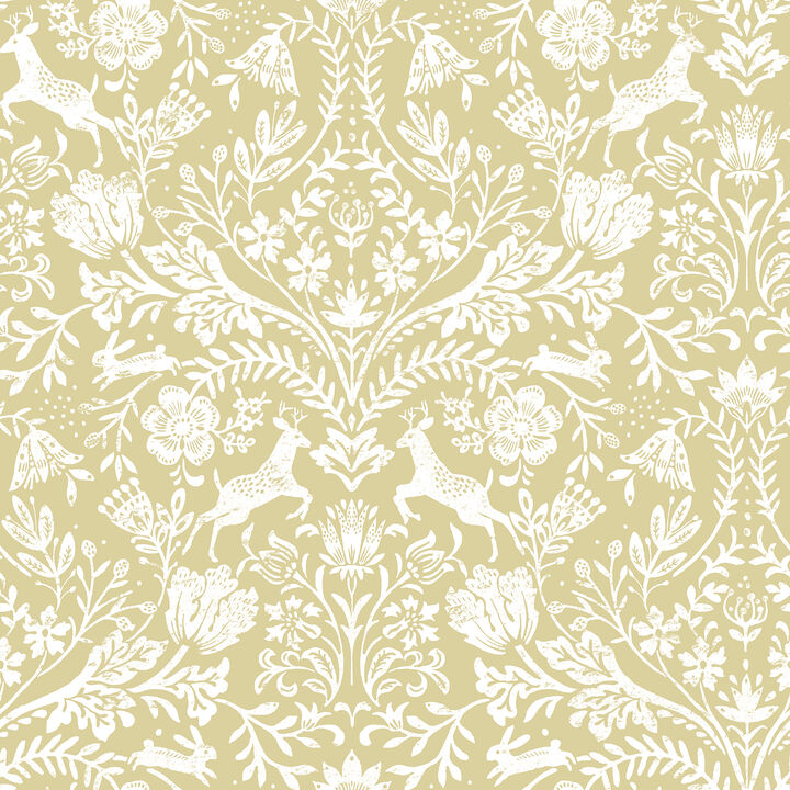 Forest Dance Honey Damask Wallpaper (Set of 2)