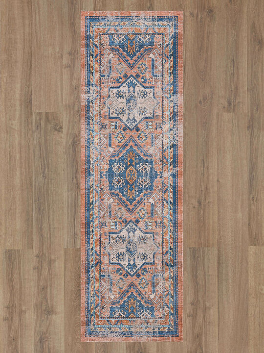 Zula Haykota Terracotta/Rust Blue 2'4"x8' Rug