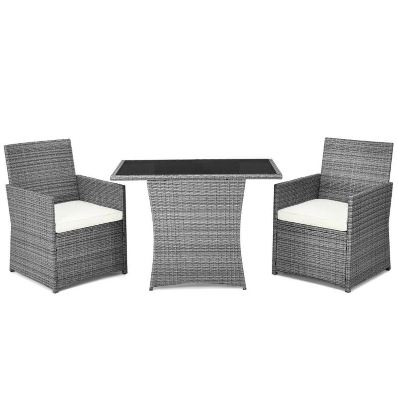 Hivvago 3 Pieces Patio Rattan Furniture Set with Cushioned Armrest Sofa