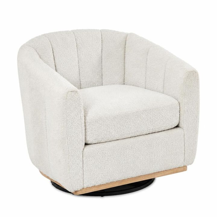 GOODSILO 31.89 Inch Wide Modern Chenille 360 Swivel Tufted Pumpkin-Shape Barrel Armchair for Living Room Bedroom Lounge Office