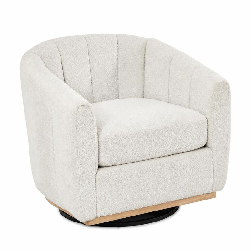 GOODSILO 31.89 Inch Wide Modern Chenille 360 Swivel Tufted Pumpkin-Shape Barrel Armchair for Living Room Bedroom Lounge Office image number 0