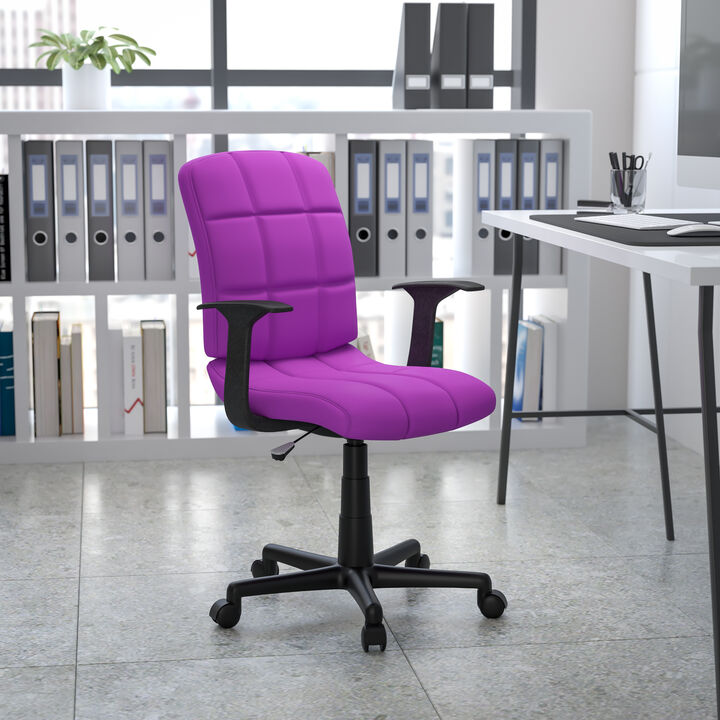 Clayton Mid-Back Quilted Vinyl Swivel Task Office Chair with Arms