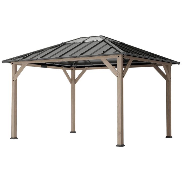 Hivvago 10x12 Hardtop Wood Gazebo Pavilion