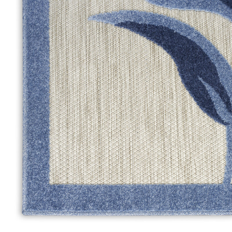 HomeRoots 6' Blue And Gray Floral Indoor Outdoor Runner Rug image number 3