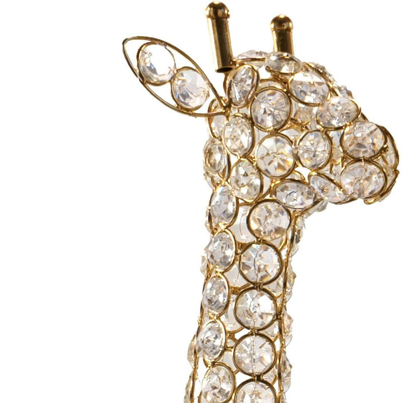 HomeRoots 23" Gold Aluminum And Faux Crystal Giraffe Tabletop Sculpture image number 3