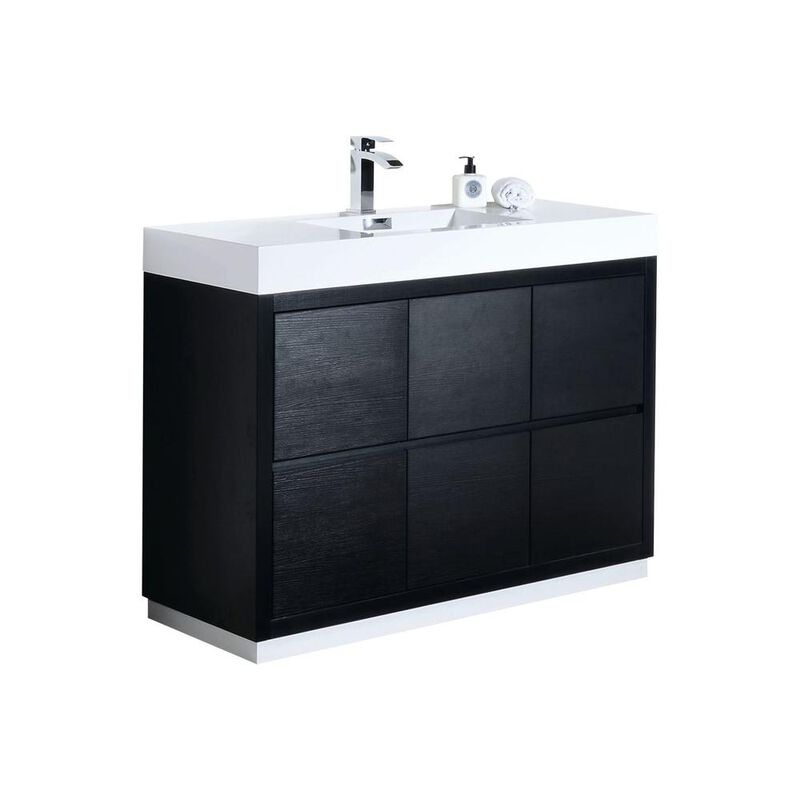 Kubebath Bliss 48 Black Free Standing Modern Bathroom Vanity