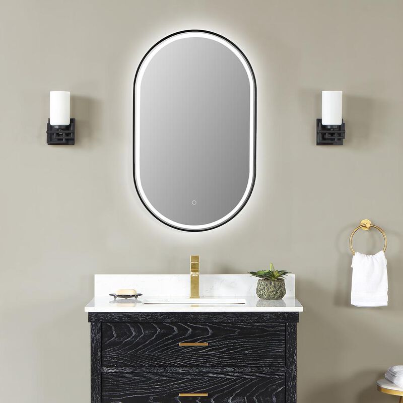 Altair Framed in Matt Black Modern Bathroom/Vanity LED Lighted Wall Mirror
