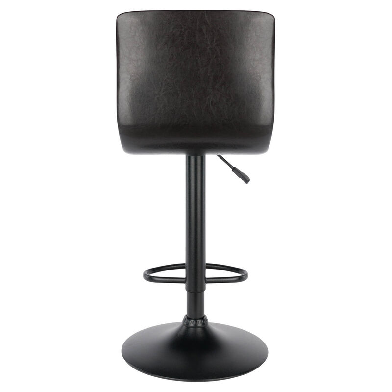 Winsome Holly Triple Stitch Faux Leather Airlift Adjustable Stool, Dark Espresso (93443)